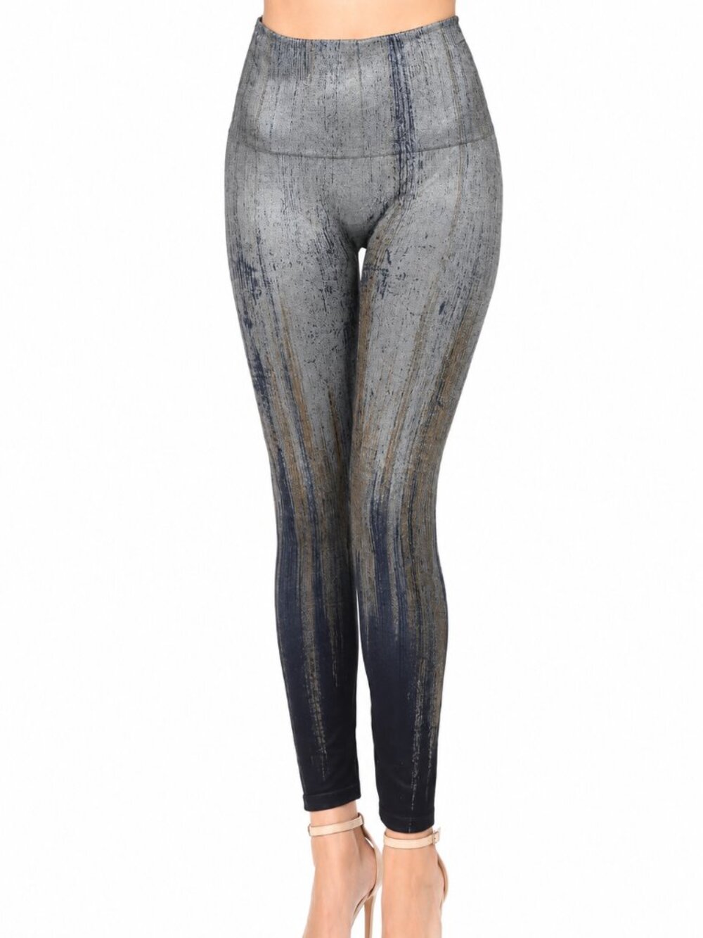 New M. Rena Subtle Rising Streaks Print Leggings. One Size